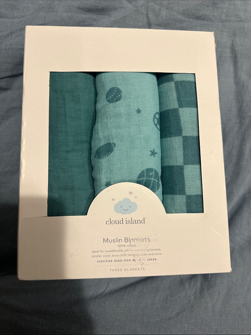 cloud island Teal Muslin Swaddle Set - 3 Pack